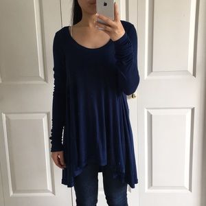 Free People - Oversized Navy Long Sleeves Blouse